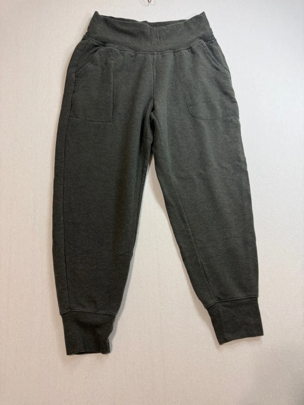 Athleta Olive Green Knit Joggers with Rib Cuffs